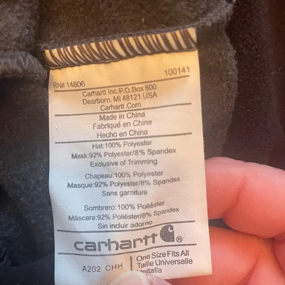 Carhartt 2-in-1 Fleece Beanie Hat Face Mask Pull Down Earflaps Gray 100141 Snow